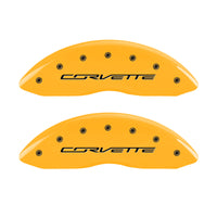 MGP 4 Caliper Covers Engraved Front & Rear C7/Corvette Yellow finish black ch - 13009SCV7YL