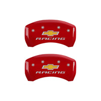 MGP 4 Caliper Covers Engraved Front & Rear Chevy racing Red finish silver ch - 14231SBRCRD