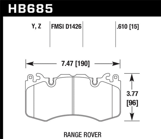 Hawk 10-11 Range Rover/Range Rover Sport Supercharged Performance Ceramic Street Front Brake Pads - HB685Z.610