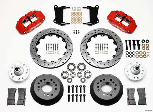 Wilwood Narrow Superlite 6R Front Hub Kit 12.88in Drill Red 67-69 Camaro 64-72 Nova Chevelle - 140-9803-DR