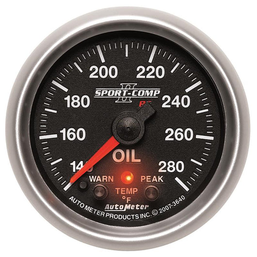 Autometer Sport-Comp II 52.4mm 140-280 Deg F Oil Temperature Peak & Warn w/ Electronic Control Gauge - 3640