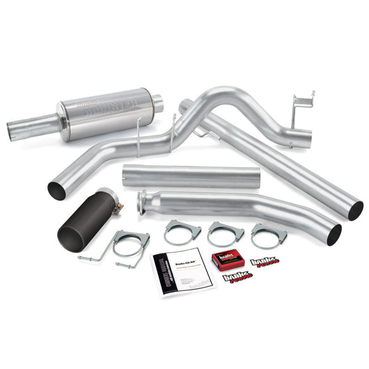 Banks Power 98-00 Dodge 5.9L Ext Cab Git-Kit - SS Single Exhaust w/ Black Tip - 49358-B