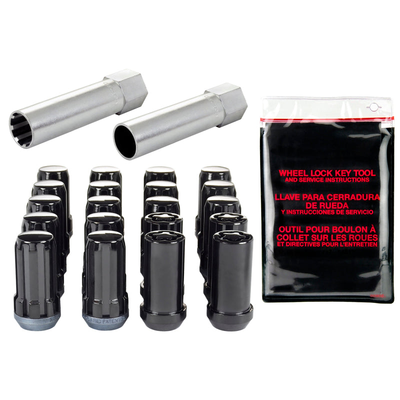 McGard SplineDrive Tuner 5 Lug Install Kit w/Locks & Tool (Cone) 1/2-20 / 13/16 Hex / 1.6in. L - Blk - 65540BK