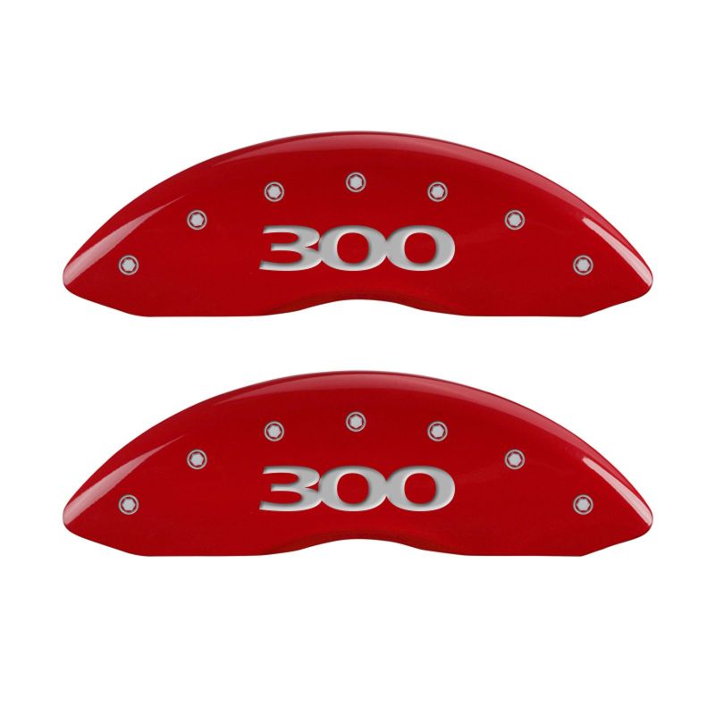 MGP 4 Caliper Covers Engraved Front & Rear 300 Red finish silver ch - 32016S300RD