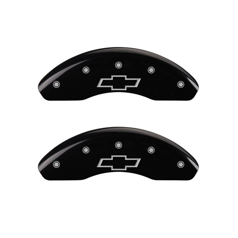 MGP 4 Caliper Covers Engraved Front & Rear Bowtie Black finish silver ch - 14237SBOWBK