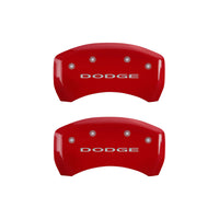 MGP 4 Caliper Covers Engraved Front & Rear With out stripes/Dodge Red finish silver ch - 12181SDD4RD