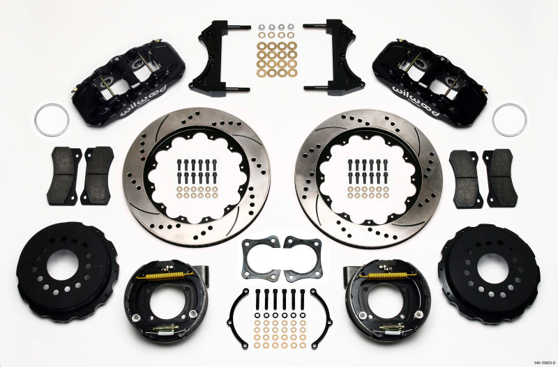 Wilwood AERO4 Rear P-Brake Kit 14.00in Drilled 58-64 Olds/Pontiac Ends 2.81in Offset - 140-10953-D