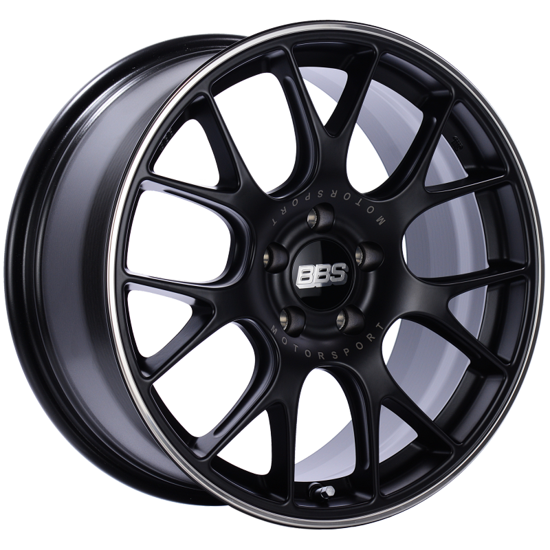 BBS CH-R 18x8.5 5x112 ET38 Satin Black Polished Rim Protector Wheel -82mm PFS/Clip Required - CH146BPO