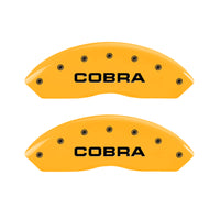 MGP 4 Caliper Covers Engraved Front Cobra Rear Snake Yellow Finish Black Char 2003 Ford Mustang - 10017SCNKYL