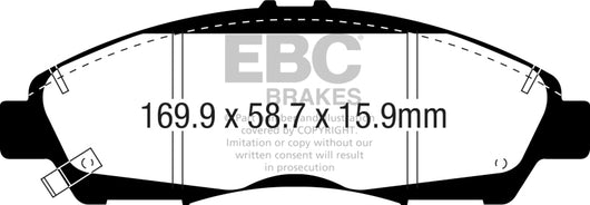 EBC 2017+ GMC Acadia (2nd Gen) 2.5L Yellowstuff Front Brake Pads - DP43063R