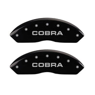 MGP 4 Caliper Covers Engraved Front & Rear Cobra Black finish silver ch - 10017SCOBBK