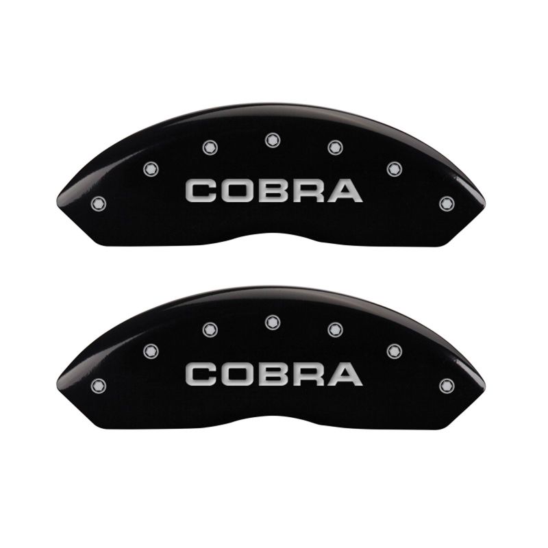MGP 4 Caliper Covers Engraved Front Cobra Engraved Rear Snake Black finish silver ch - 10197SCNKBK