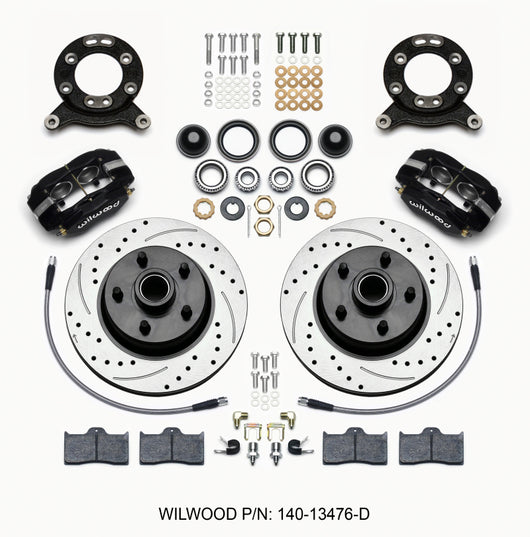 Wilwood Forged Dynalite-M Front Kit 11.30in 1 PC Rotor&Hub-Drill 65-69 Mustang Disc & Drum Spindle - 140-13476-D
