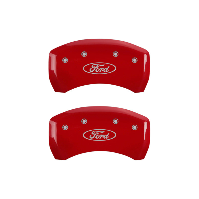 MGP 4 Caliper Covers Engraved Front & Rear Oval logo/Ford Yellow finish black ch - 10230SFRDYL