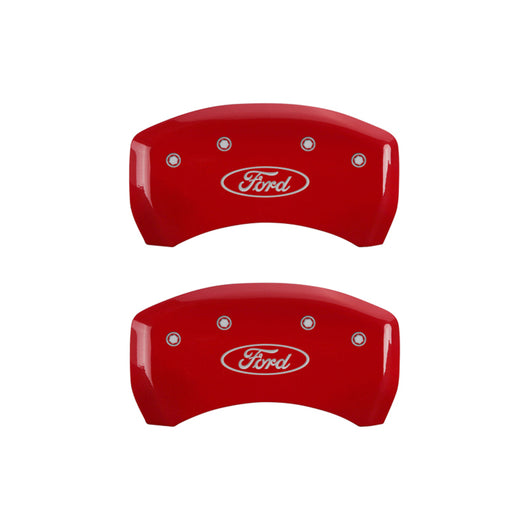 MGP 4 Caliper Covers Engraved Front & Rear Oval logo/Ford Yellow finish black ch - 10230SFRDYL