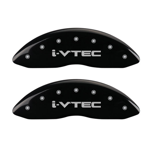 MGP 4 Caliper Covers Engraved Front & Rear i-Vtec Black finish silver ch - 20213SIVTBK