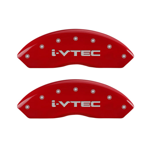 MGP 4 Caliper Covers Engraved Front & Rear i-Vtec Red finish silver ch - 39018SIVTRD