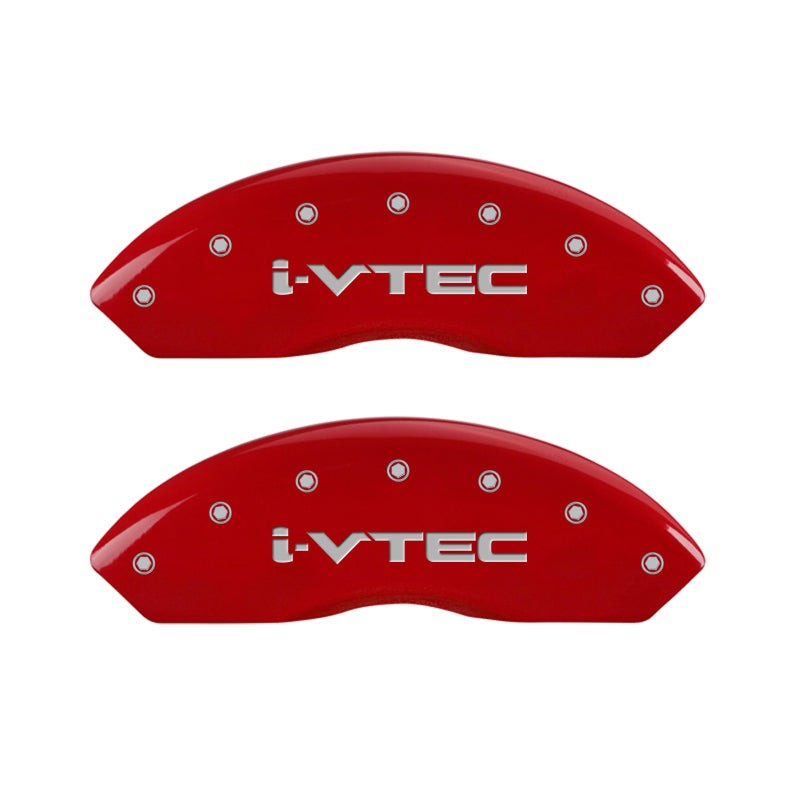 MGP 4 Caliper Covers Engraved Front & Rear i-Vtec Red finish silver ch - 20199SIVTRD