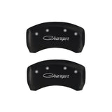 MGP 4 Caliper Covers Engraved Front & Rear Cursive/Charger Red finish silver ch - 12181SCHSRD