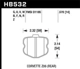 Hawk 06-10 Chevy Corvette (OEM Pad Design) Rear HP+ Sreet Brake Pads - HB532N.570