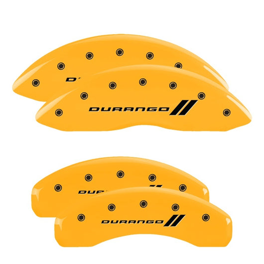 MGP 4 Caliper Covers Engraved Front & Rear 11-18 Dodge Durango Yellow Finish Black Durango II Logo - 12204SDGOYL