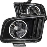 ANZO 2005-2009 Ford Mustang Crystal Headlights w/ Halo Black (CCFL) - 121033