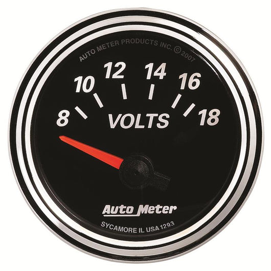 Autometer Designer Black II 52mm 18V Voltmeter Gauge - 1293