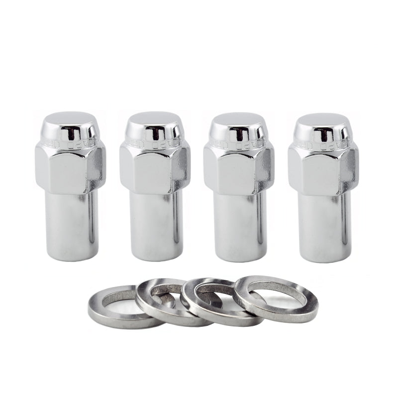 McGard Hex Lug Nut (Long Shank - .946in.) M12X1.5 / 13/16 Hex / 1.85in. Length (4-pack) - Chrome - 62002