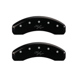 MGP 4 Caliper Covers Engraved Front Cursive/Challenger Engraved Rear RT Black finish silver ch - 12088SCLRBK