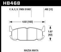 Hawk 03-05 Miata w/ Sport Suspension HP+ Street Rear Brake Pads (D1002) - HB468N.492