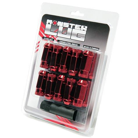 Wheel Mate Monster Open End Lug Nut Set of 20 - Red 14x1.50 - 33006R