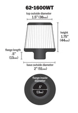 K&N 2in Base OD x .375in Flange ID x 1.75in H Rubber Base Crankcase Vent Filter - White - 62-1600WT