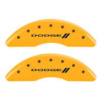 MGP 4 Caliper Covers Engraved F & R Stripes/Dodge Yellow Finish Black Char 2010 Dodge Ram 3500 - 12124SDD3YL