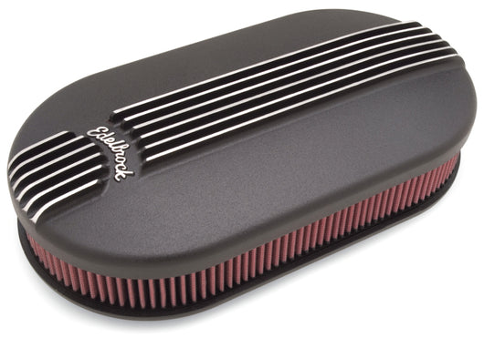 Edelbrock Air Cleaner Classic Series Oval Aluminum 17 5In X 9 35In X 4 45In Dual Carburetor Black - 41193