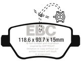 EBC 2014-2016 Maserati Ghibli 3.0L Twin Turbo (330) Redstuff Rear Brake Pads - DP32258C