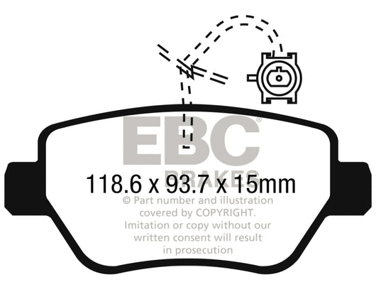 EBC 2014-2016 Maserati Ghibli 3.0L Twin Turbo (330) Redstuff Rear Brake Pads - DP32258C
