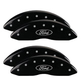 MGP 4 Caliper Covers Engraved Front & Rear Oval logo/Ford Black finish silver ch - 10056SFRDBK