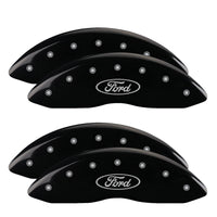 MGP 4 Caliper Covers Engraved Front & Rear Oval logo/Ford Black finish silver ch - 10120SFRDBK