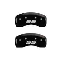MGP 4 Caliper Covers Engraved Front & Rear Monte Carlo style/SS Black finish silver ch - 14050SSS4BK