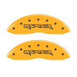MGP 4 Caliper Covers Engraved Front & Rear Raptor Yellow Finish Black Char 2011 Ford F-150 - 10213SRPTYL