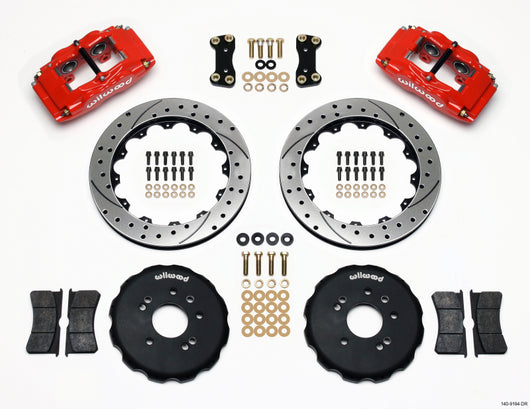 Wilwood FSLI4 Front Hat Kit 13.00in Drilled Red Nissan 240SX - 140-9194-DR