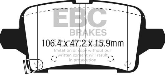 EBC 2016+ Chevrolet Malibu 1.5L Turbo (Elec PB) Yellowstuff Rear Brake Pads - DP43074R