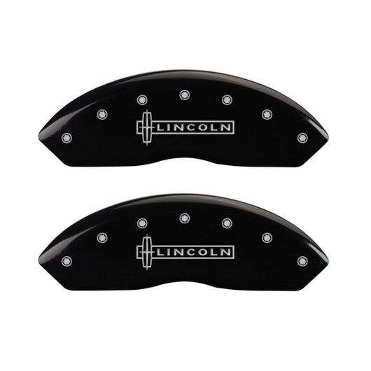 MGP 4 Caliper Covers Engraved Front Lincoln Engraved Rear MKZ Black finish silver ch - 36018SLCZBK