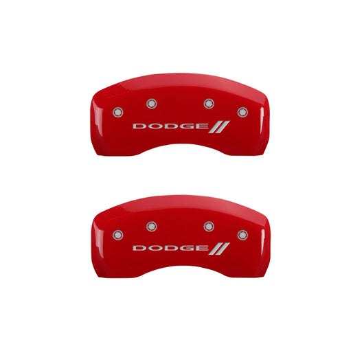 MGP 4 Caliper Covers Engraved Front & Rear With stripes/Dodge Yellow finish black ch - 12192SDD3YL