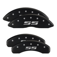 MGP 4 Caliper Covers Engraved Front & Rear Silverado Black finish silver ch - 14173SSILBK