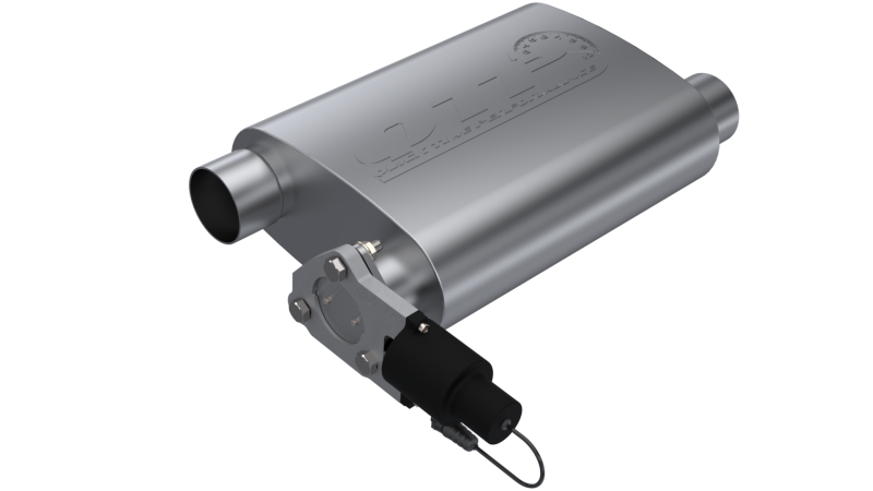 QTP 2.5in Weld-On 304SS Reverse Screamer Muffler w/Bolt-On QTEC Electric Cutout - 13251C