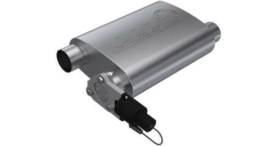 QTP 2.5in Weld-On 304SS Reverse Screamer Muffler w/Bolt-On QTEC Electric Cutout - 13251C