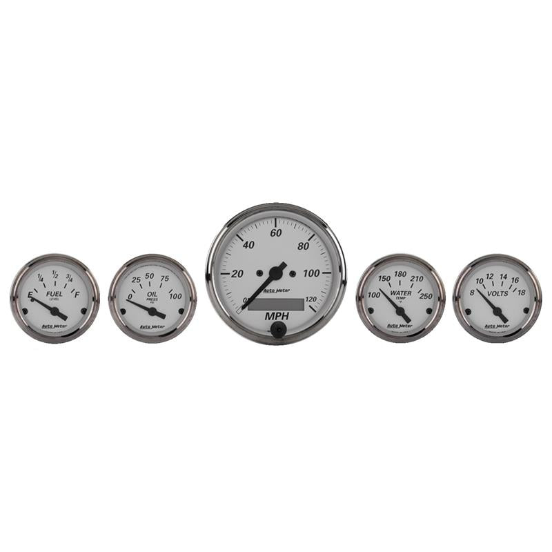 Autometer American Platinum 5 Piece Kit (Elec Speed/Oil Press/Water Temp/Volt/Fuel Level) - 1902