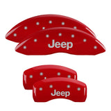 MGP 4 Caliper Covers Engraved Front & Rear JEEP Red finish silver ch - 42003SJEPRD