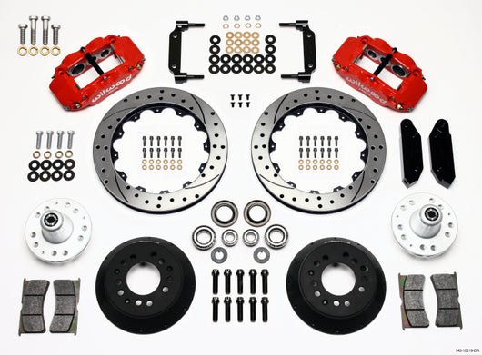 Wilwood Narrow Superlite 6R Front Hub Kit 12.88in Drilled Red 1968-1969 Mustang Disc Spindle - 140-10219-DR